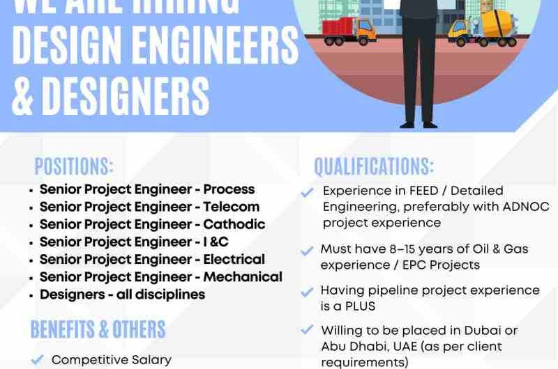 Oil & Gas Process Telecom Electrical Mechanical Design Engineers Jobs in UAE
