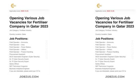 Opening Various Job Vacancies for Fertilizer Company in Qatar