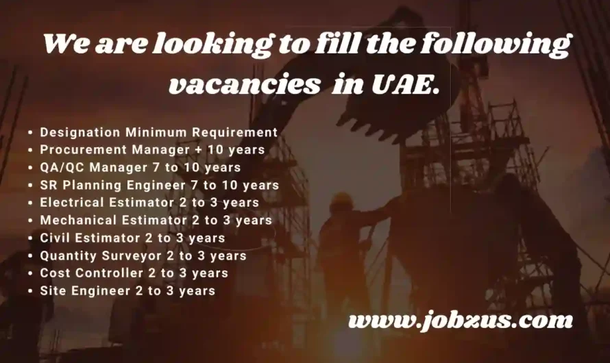 Civil Electrical Mechanical & Planning Engineers Jobs UAE