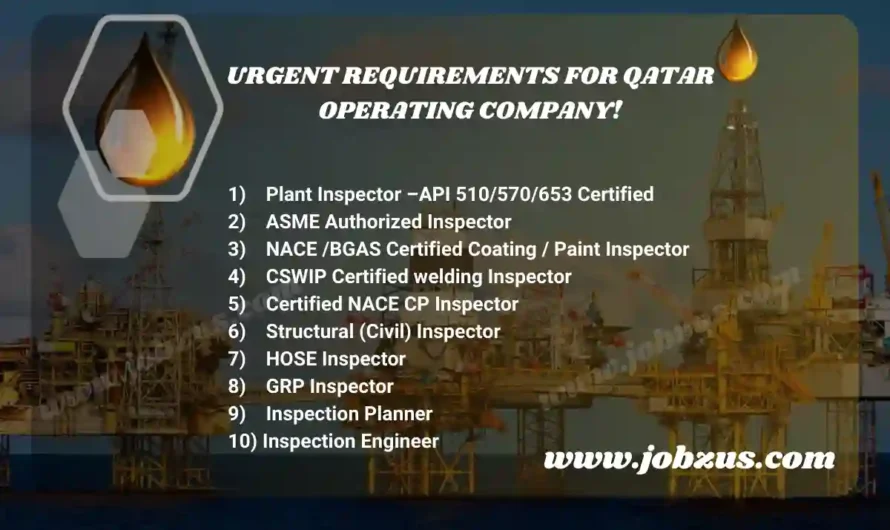 Hiring For Civil Plant Inspection Engineers Jobs Qatar
